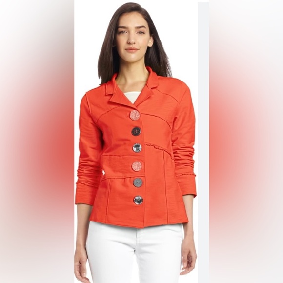 Neon Buddha Orange Blazer with Unique Buttons - Picture 1 of 6